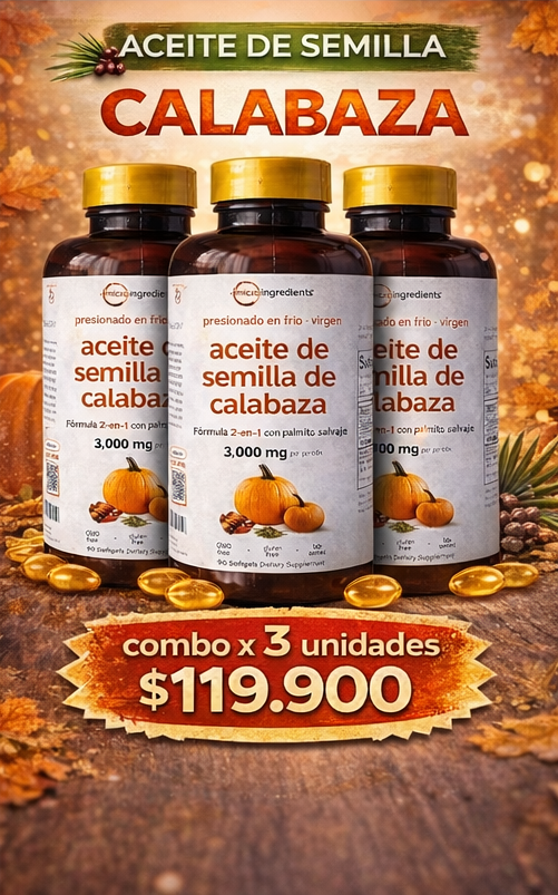 ACEITE DE SEMILLA DE CALABAZA 3 UNIDADES